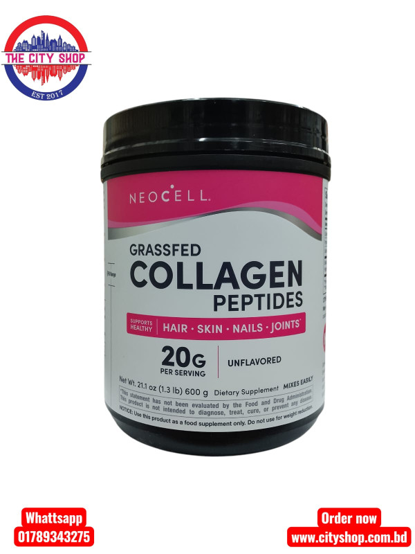 NeoCell Super Collagen Powder, 6,600mg Types 1 & 3 Grass-Fed Collagen, Unflavored-600g