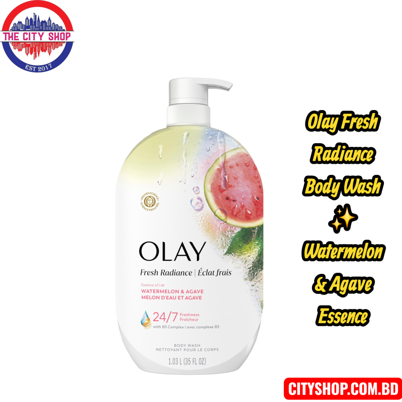 Olay Fresh Radiance Body Wash with Essence of Watermelon and Agave, Vitamin B3 and Antioxidant Blend-1.03L