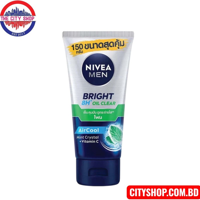 NIVEA Men Bright Oil Clear AirCool Mint Crystal Vitamin C Facial Foam -150g