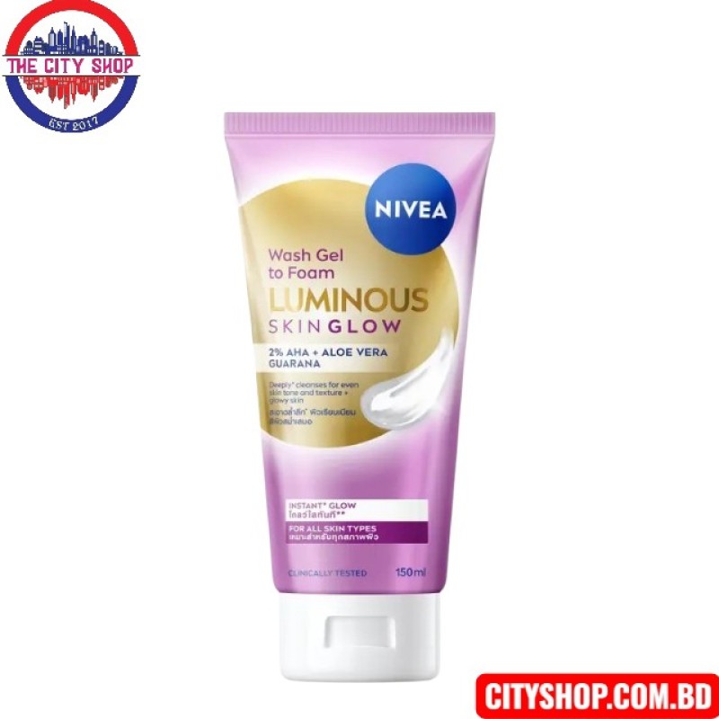 Nivea Luminous Skin Glow Wash Gel To Foam -150ml