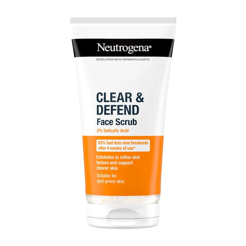 Neutrogena Clear & Defend 2% Salicylic Acid Face Scrub-150ml